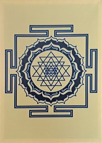 Sri Yantra gul på treramme 25x35 cm 3 stk kr 310