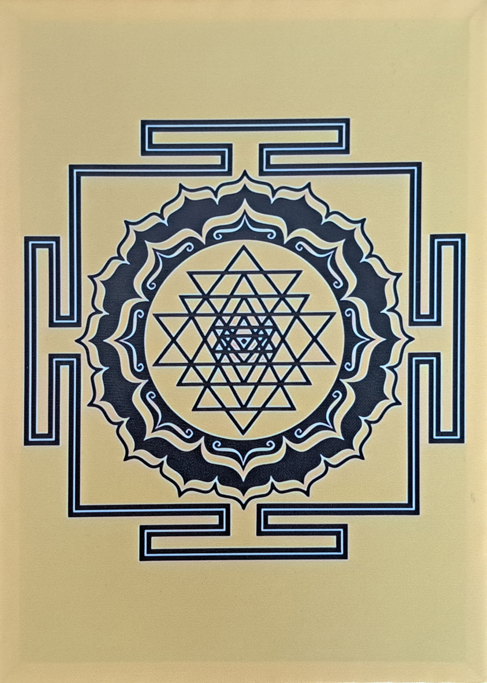 Sri Yantra gul på treramme 25x35 cm 3 stk kr 310