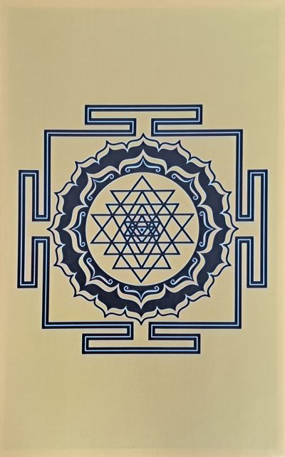 Sri Yantra gul på treramme 35x55 cm 2 stk kr 375